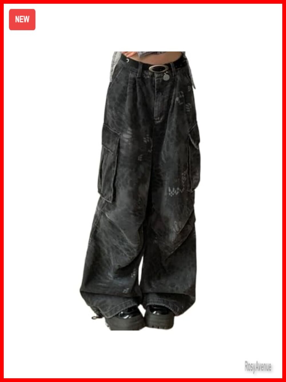 Baggy Cargo Jeans Low Rise Wide Leg Multi-Pocket Cotton Denim Streetwear